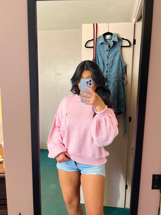 Ella Sweater- Cotton Pink