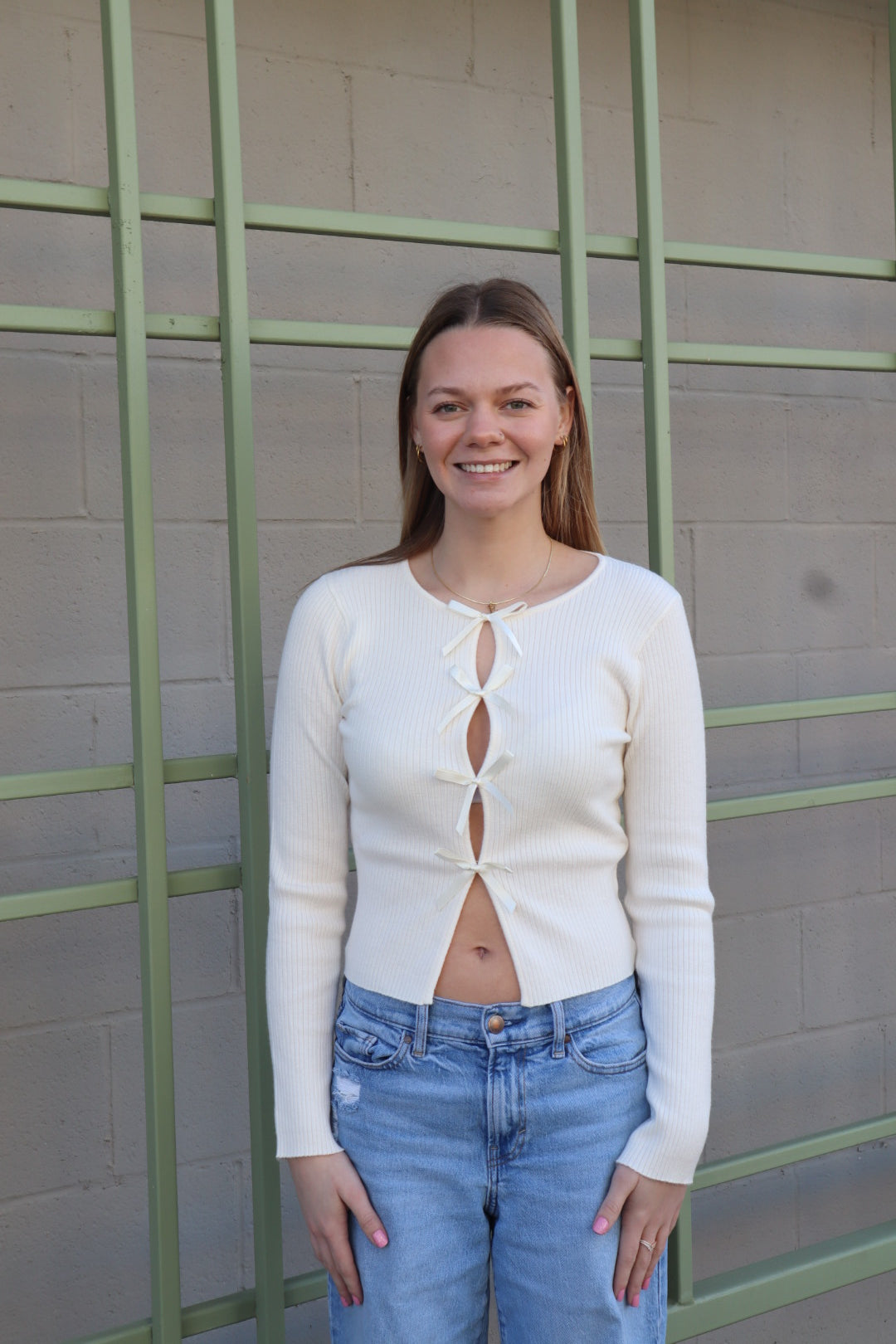 Leila Bow Sweater- Cream